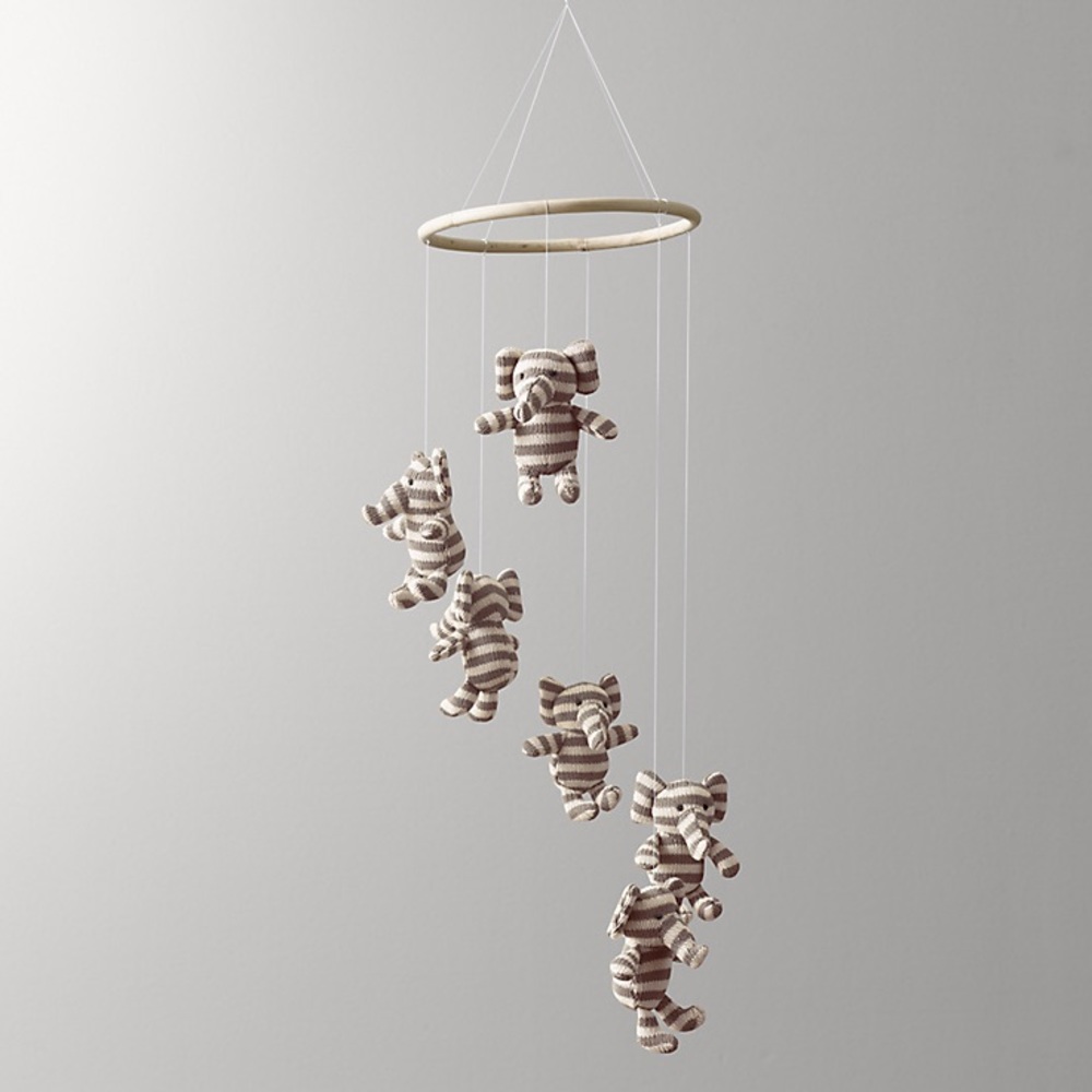 NEW LUXE KNIT ANIMAL MOBILE ELEPHANT Nursery baby room decor RH